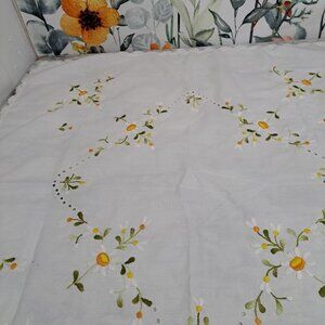 Vintage Embroidered‎ Plant Pattern Square NAPKINS 34X34 INCH Retro 80s Handmade